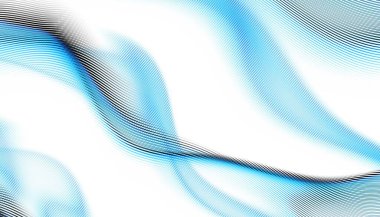 Soyut dijital fraktal model. Yatay oryantasyon. Beyaz arkaplanda çarpık mavi çizgiler.