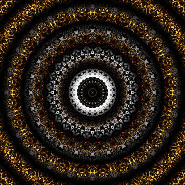Abstract Digitaal Fractal Patroon Ronde Mandala Decoratieve Ornament Patroon Goud — Stockfoto