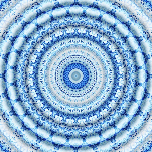 Soyut Dijital Fraktal Model Yuvarlak Mandala Dekoratif Desen Beyaz Açık — Stok fotoğraf