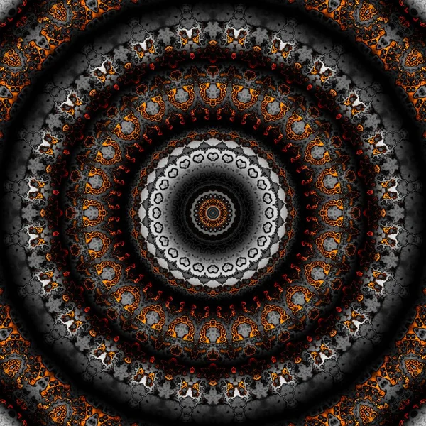 Abstrakt Digitalt Fraktalmönster Rund Mandala Dekorativa Prydnad Mönster Guld Mönster — Stockfoto