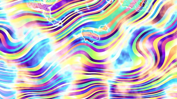 Abstract Digital Fractal Pattern Psychedelic Wavy Pattern Horizontal Background Aspect — Stock Photo, Image