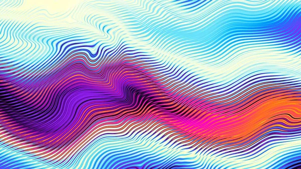 Abstraktes Digitales Fraktalmuster Psychedelisch Gewellte Textur Dünne Linien Hintergrund Horizontaler — Stockfoto