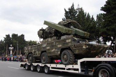 9K33 Osa or SA-8 Gecko: Destroyed and captured by the Azerbaijani army. Baku - Azerbaijan: 10 December 2020. Defeat of the Armenian army