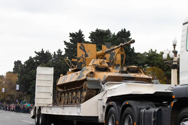 Victory Parade Baku Azerbaijan Exhibition Destroyed Armored Vehicles Armenian Army — Foto de Stock