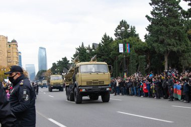 S-125 Neva, NATO rapor adı SA-3 Goa. Karadan havaya füze sistemi. Bakü 'de Zafer Geçidi - Azerbaycan