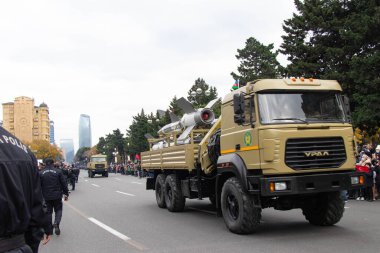 S-125 Neva, NATO rapor adı SA-3 Goa. Karadan havaya füze sistemi. Bakü 'de Zafer Geçidi - Azerbaycan