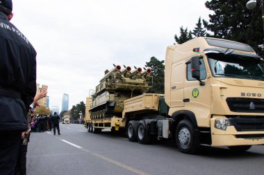 Buk-M2 füze sistemi. Bakü 'de Zafer Yürüyüşü - Azerbaycan: 10 Aralık 2020.