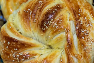 Geleneksel Türk Pastası. Lezzetli Türk mutfağı. Türk simidi: achma.