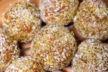 Geleneksel Türk Havucu Lezzetli Cezerye, seçici odaklanma. Tatlı toplar.