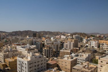 Mekke şehrinde tipik Arap mimarisi. Mekke 'nin varoşlarında. Suudi Arabistan 'da yoksulluk ve sosyal mesele.