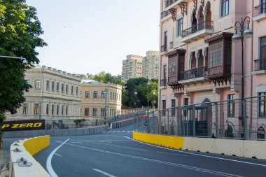 Bakü - Azerbaycan: 31 Mayıs 2021. Azerbaycan Grand Prix 2021 Formula 1 sırasındaki Bakü sokakları.