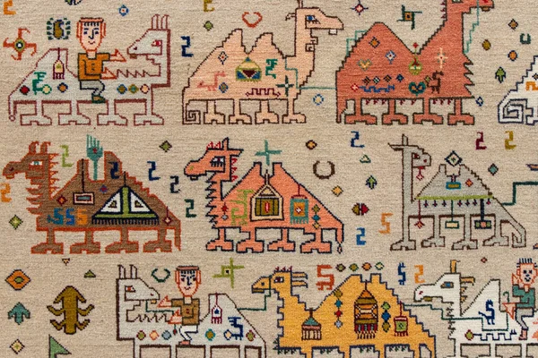 Doğu motifli halı deseni. Geleneksel Azerbaycan halısı