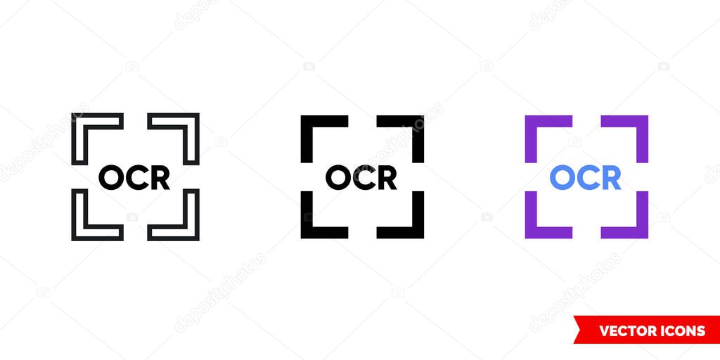 General OCR icon of 3 types. Isolated vector sign symbol.