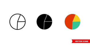 3 çeşit pasta simgesi. İzole vektör işareti sembolü.