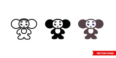 Üç tip Cheburashka ikonu. İzole vektör işareti sembolü.
