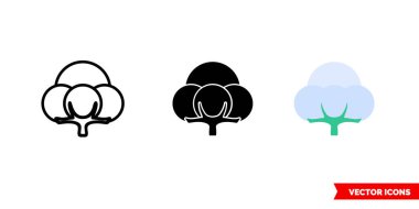 3 tip pamuk ikonu. İzole vektör işareti sembolü.