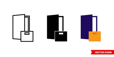 Kapıdan kapıya teslimat ikonu 3 tip. İzole vektör işareti sembolü.