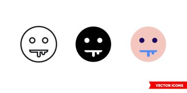 3 tip salyalı yüz ikonu. İzole vektör işareti sembolü.