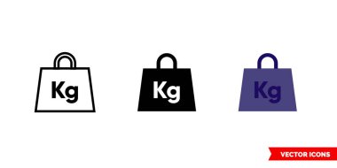 3 tipli kilo simgesi. İzole vektör işareti sembolü.