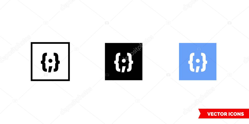 Placeholder thumbnail json icon of 3 types. Isolated vector sign symbol.