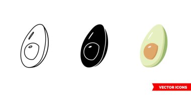 Avokado simgesi, 3 tip. İzole vektör işareti sembolü.