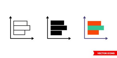 3 tipte bar grafik diyagramı simgesi. İzole vektör işareti sembolü.