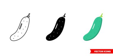 Üç çeşit salatalık ikonu. İzole vektör işareti sembolü.