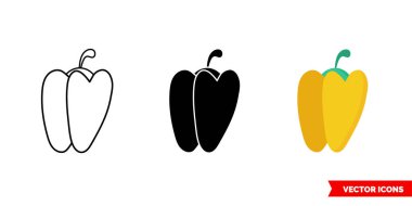 Üç çeşit sarı dolma biber ikonu. İzole vektör işareti sembolü.