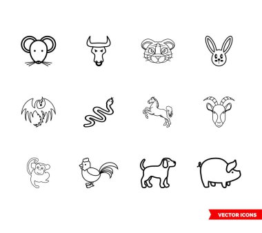 3 tip simge. İzole vektör işareti sembolü.