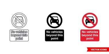 Bu noktadan sonra 3 tip yasaklama işareti simgesi olan araç yok. İzole vektör işareti sembolü.