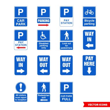 Park bilgi simgesi renk tipleri seti. Simge paketi. İzole vektör işareti sembolleri.