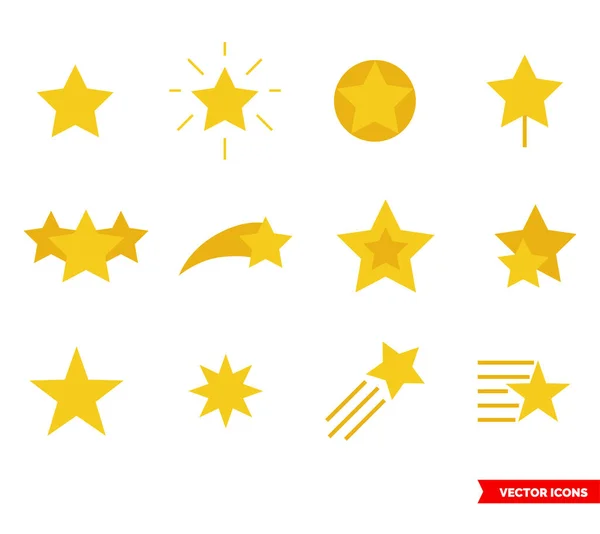 Renkli yıldız simgeleri kümesi. İzole vektör işareti.