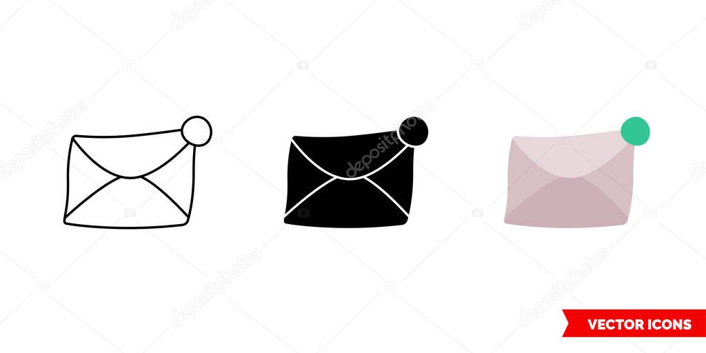 New letter icon of 3 types. Isolated vector sign symbol.