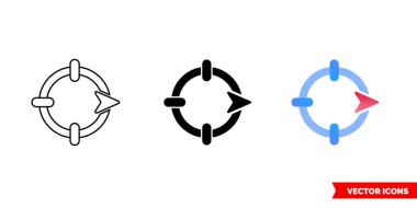 3 tipli doğu yönü simgesi. İzole vektör işareti sembolü.