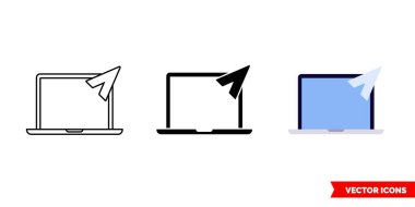 3 tipli dizüstü bilgisayar posta simgesi. İzole vektör işareti sembolü.