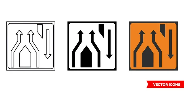 Los Carriles Reúnen Icono Señal Cruce Obras Carretera Tipos Signo — Archivo Imágenes Vectoriales