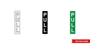 Acil kaçış etiketi 3 tipli simgeyi çek. İzole vektör işareti sembolü.