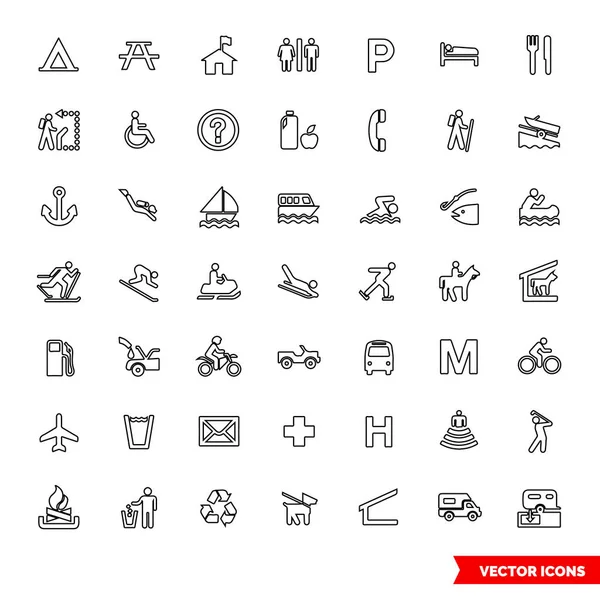 Kartensymbole Symbolisieren Eine Reihe Von Umrisstypen Isolierte Vektorzeichensymbole Icon Pack — Stockvektor