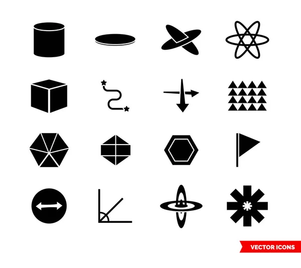 Geometrie-Symbolsatz aus schwarzen und weißen Typen. Isolierte Vektorzeichensymbole. Symbolpaket. — Stockvektor