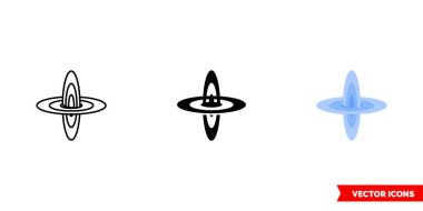 Siyah ve beyaz üç renkli elips simgesi, ana hatları. İzole vektör işareti sembolü.