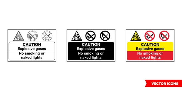 Обережність Вибухонебезпечних Газів Куріння Або Неозброєних Вогнів Запобігання Пожежі Значок — стоковий вектор