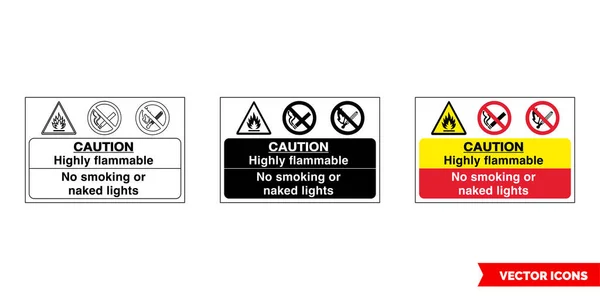 Обережніше Курити Або Голі Вогні Запобігання Пожежі Значок Вибухових Знаків — стоковий вектор