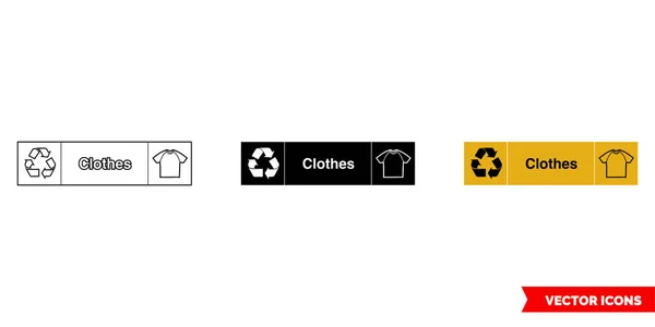 Giysi Manzarası Tekstil Geri Dönüşüm Simgesi Tip Renk Siyah Beyaz — Stok Vektör