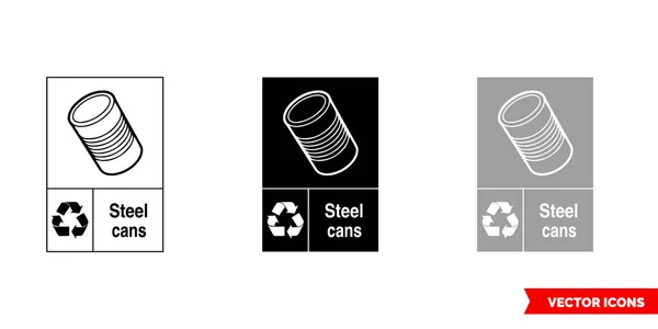 Stahldosen Metall Recycling Zeichen Symbol Von Arten Farbe Schwarz Und — Stockvektor
