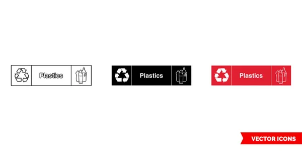Kunststof Landschap Plastic Afval Recycling Teken Pictogram Van Soorten Kleur — Stockvector