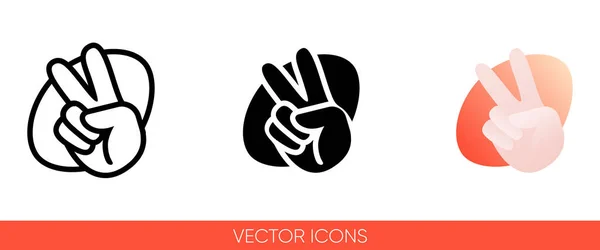 Mano Signo Paz Con Los Dedos Icono Ovalado Rojo Tipos — Vector de stock