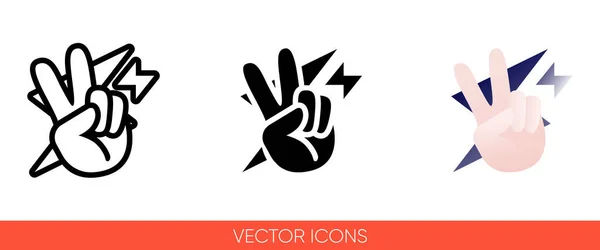 Peace Sign Hand Fingers Background Lightning Triangles Icon Types Color — Stock Vector