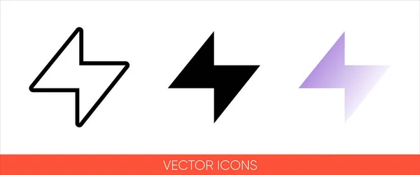 Lightning Weather Sign Icon Types Color Black White Outline Isolated — Stock Vector