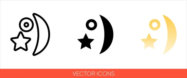 Símbolo Meteorológico Noche Clara Luna Con Icono Signo Estrella Tipos — Vector de stock