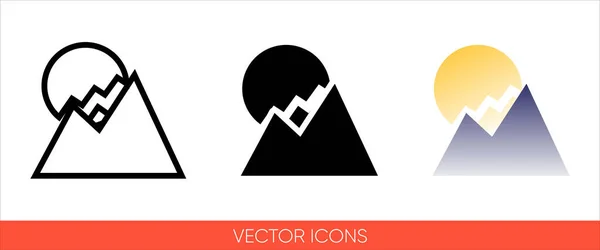 Weather Signal Mountain Hill Sunny Sign Icon Types Color Black — Stock Vector